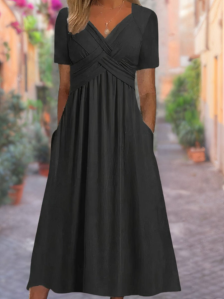 Rose | Women's V Neck Empire Waist Midi Dress
