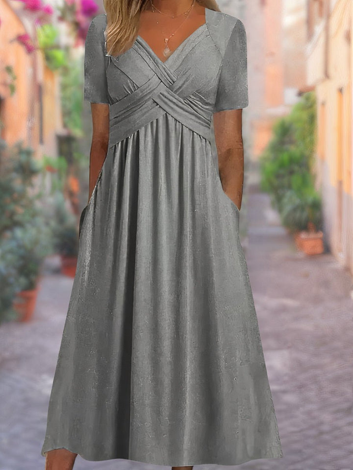 Rose | Women's V Neck Empire Waist Midi Dress