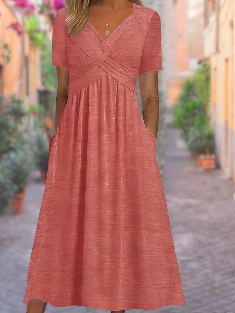 Rose | Women's V Neck Empire Waist Midi Dress