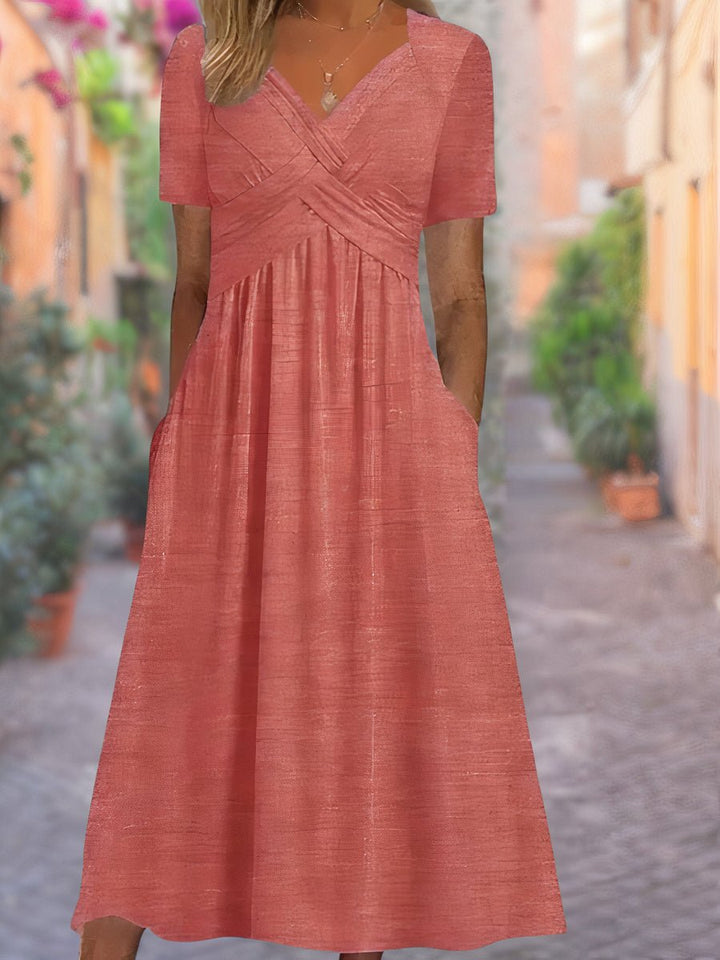Rose | Women's V Neck Empire Waist Midi Dress