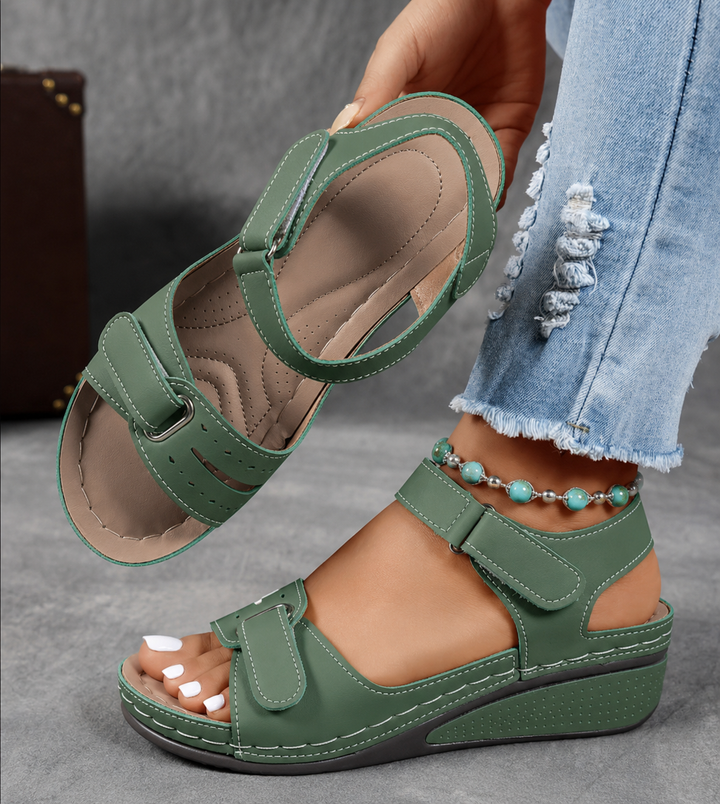 Solenne | Women's Arch Support Wedge Sandals with Adjustable Strap