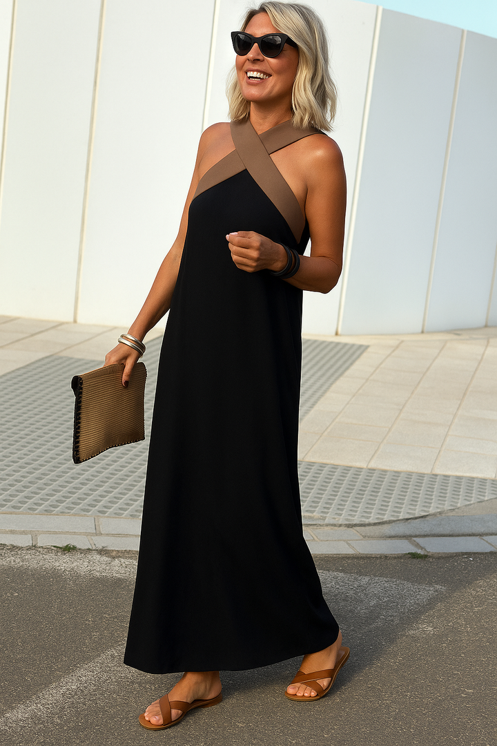 Breathable comfortable crossed maxi dress for women | Aimee -15
