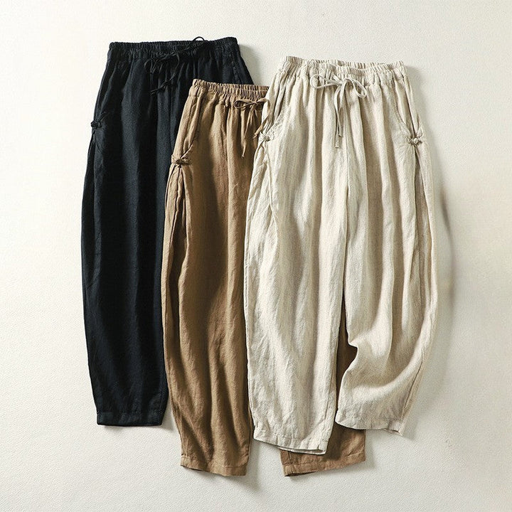 Olivia | Women's Cotton Blend Tapered Pants with Drawstring Waist