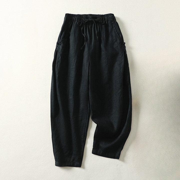 Olivia | Women's Cotton Blend Tapered Pants with Drawstring Waist
