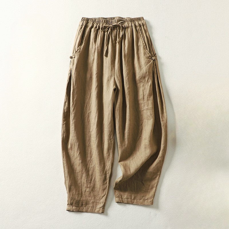 Olivia | Women's Cotton Blend Tapered Pants with Drawstring Waist