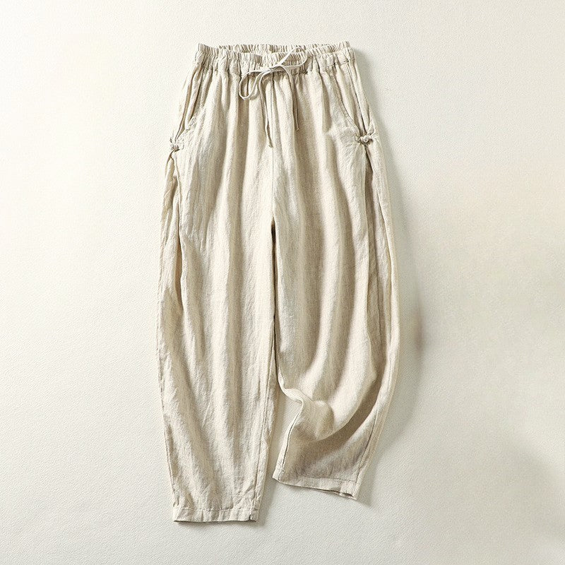 Olivia | Women's Cotton Blend Tapered Pants with Drawstring Waist