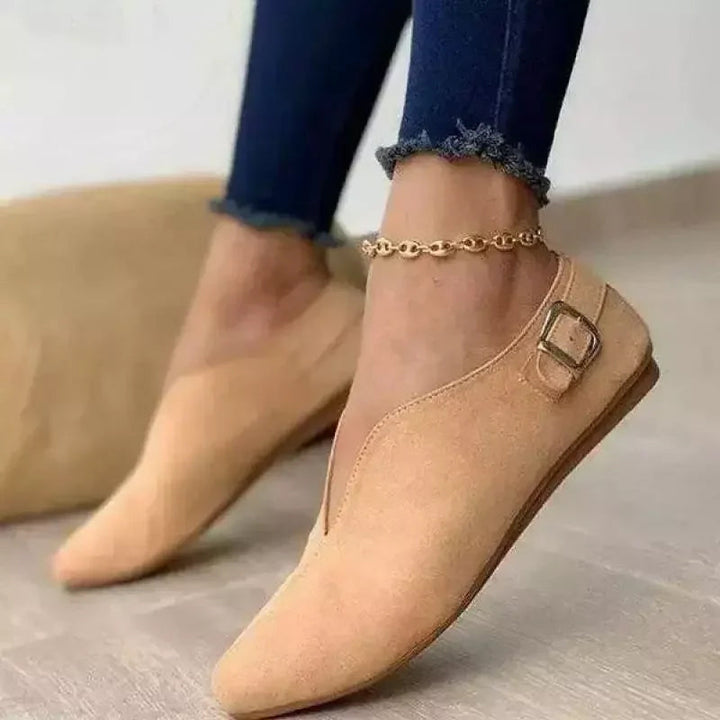 Natalie | Women's Pointed Toe Flat Loafers with Side Buckle