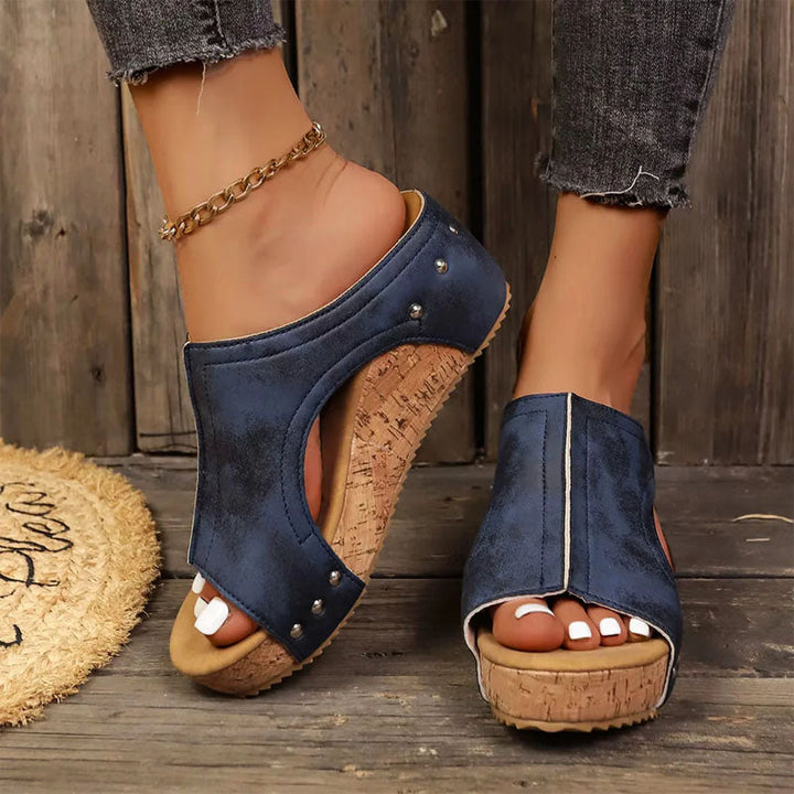 Jessica | Women's Platform Slide Sandals with Cut Out Upper