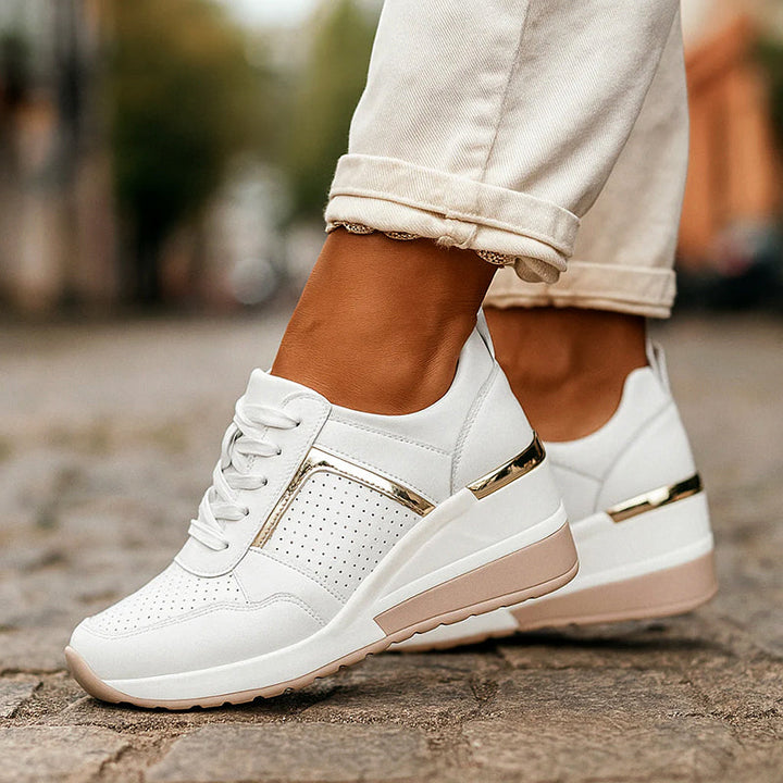Sophie | Women's Wedge Sneakers with Metallic Detail