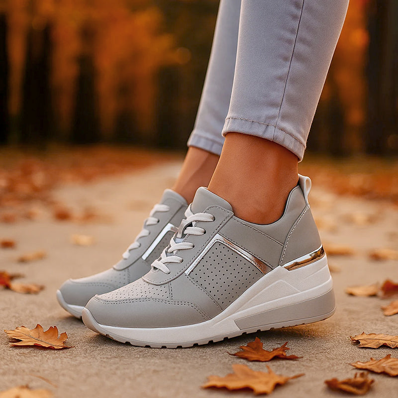 Sophie | Women's Wedge Sneakers with Metallic Detail