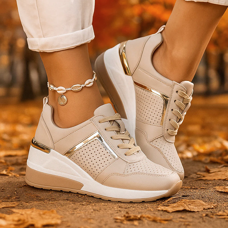 Sophie | Women's Wedge Sneakers with Metallic Detail