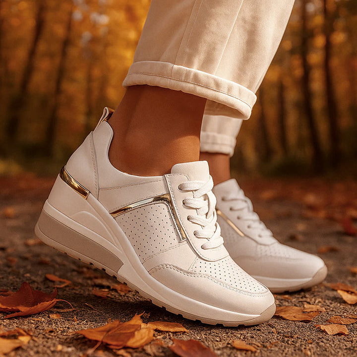 Sophie | Women's Wedge Sneakers with Metallic Detail