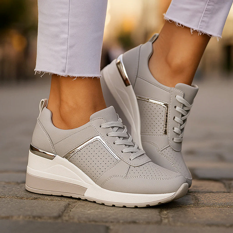 Sophie | Women's Wedge Sneakers with Metallic Detail