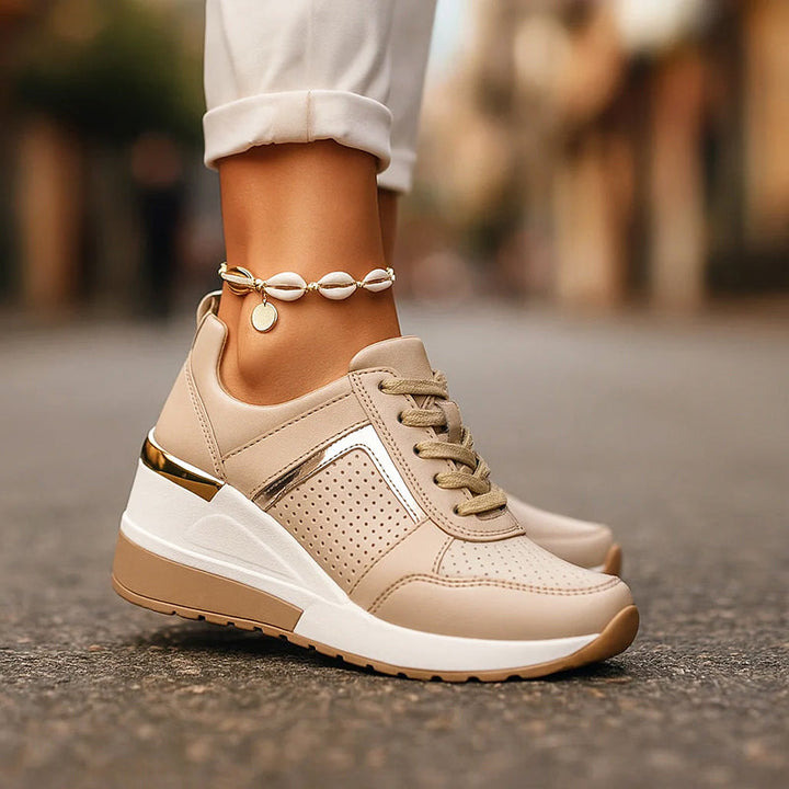 Sophie | Women's Wedge Sneakers with Metallic Detail