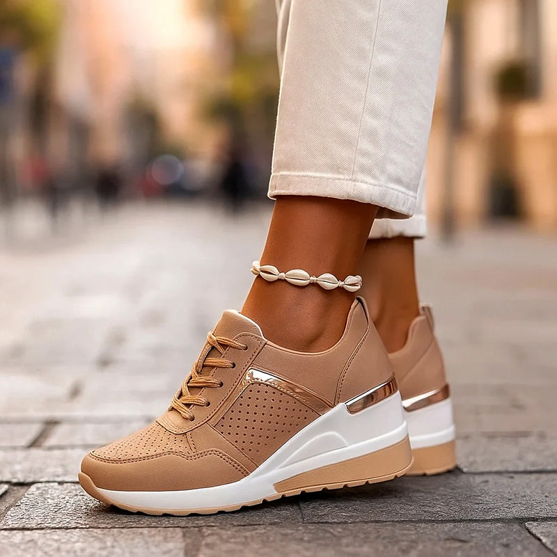 Sophie | Women's Wedge Sneakers with Metallic Detail