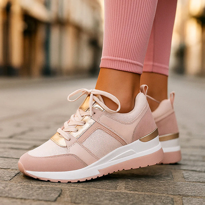 Sophie | Women's Wedge Sneakers with Metallic Detail