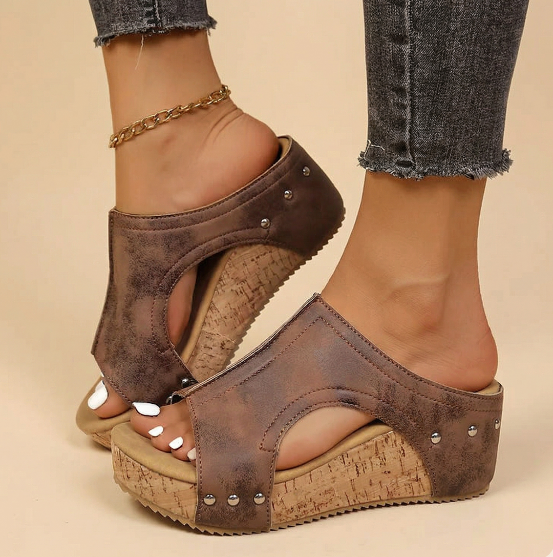 Jessica | Women's Platform Slide Sandals with Cut Out Upper