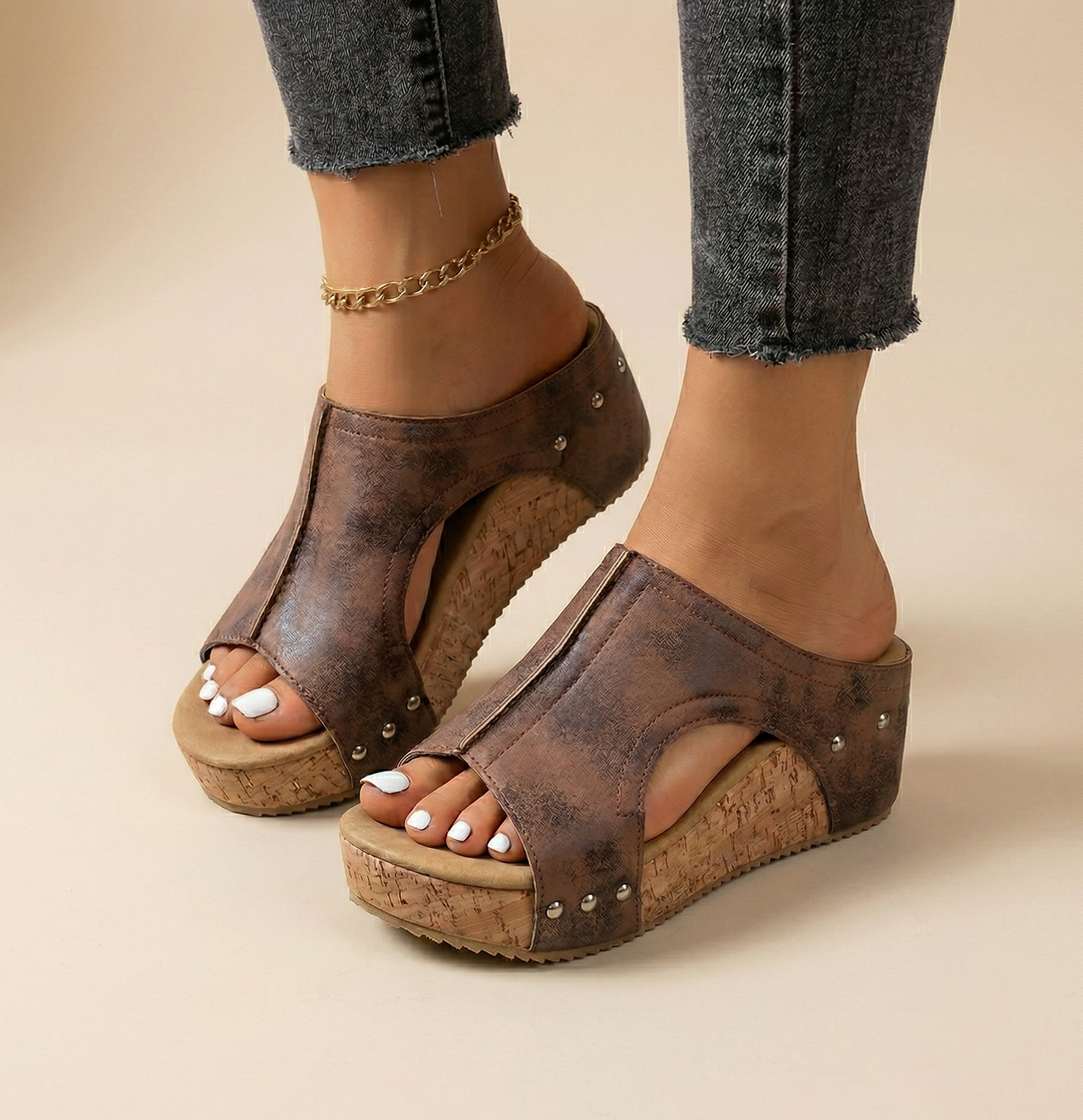 Jessica | Women's Platform Slide Sandals with Cut Out Upper