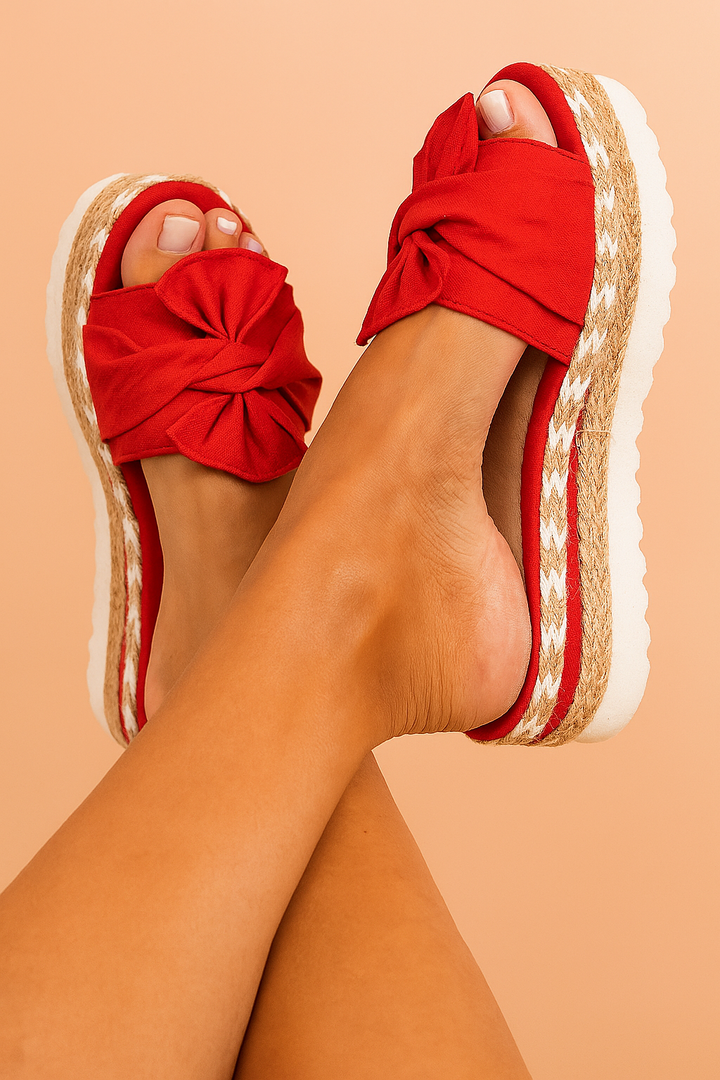 Platform bow flip-flop sandals for women -5