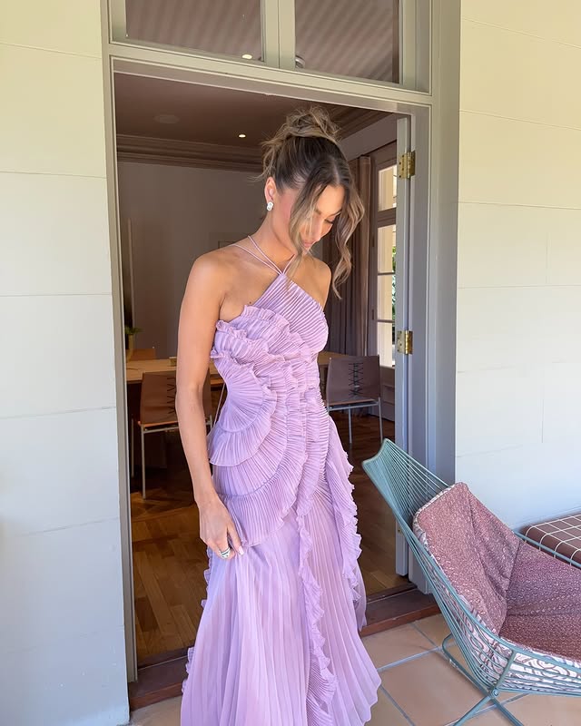 Tiered ruffle flowing maxi dress for women | Emma -8