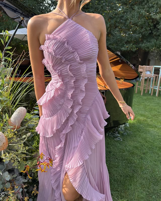 Tiered ruffle flowing maxi dress for women | Emma -10