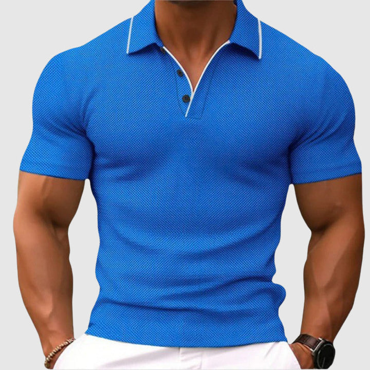 Edvar | Men's Textured Knit Slim Fit Polo Shirt