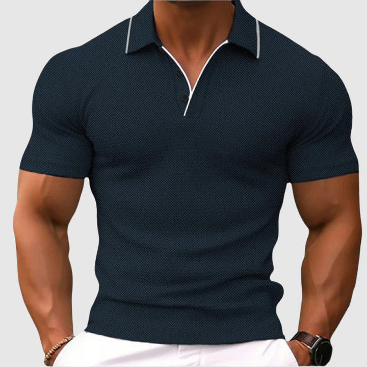 Edvar | Men's Textured Knit Slim Fit Polo Shirt