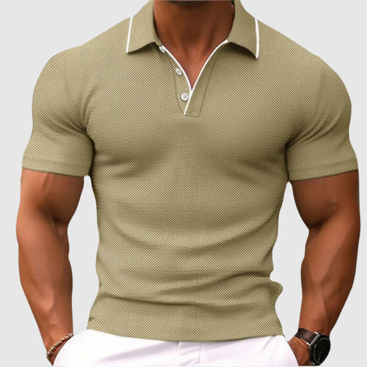Edvar | Men's Textured Knit Slim Fit Polo Shirt