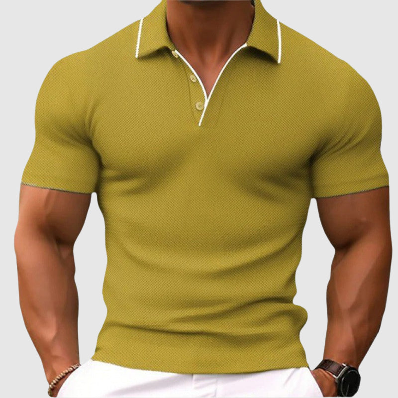 Edvar | Men's Textured Knit Slim Fit Polo Shirt