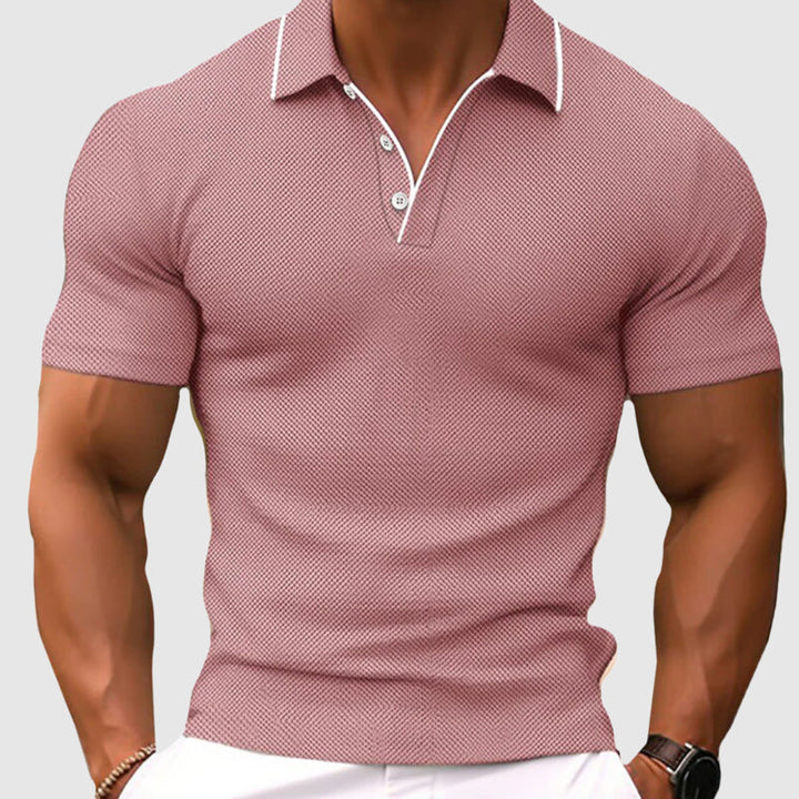 Edvar | Men's Textured Knit Slim Fit Polo Shirt
