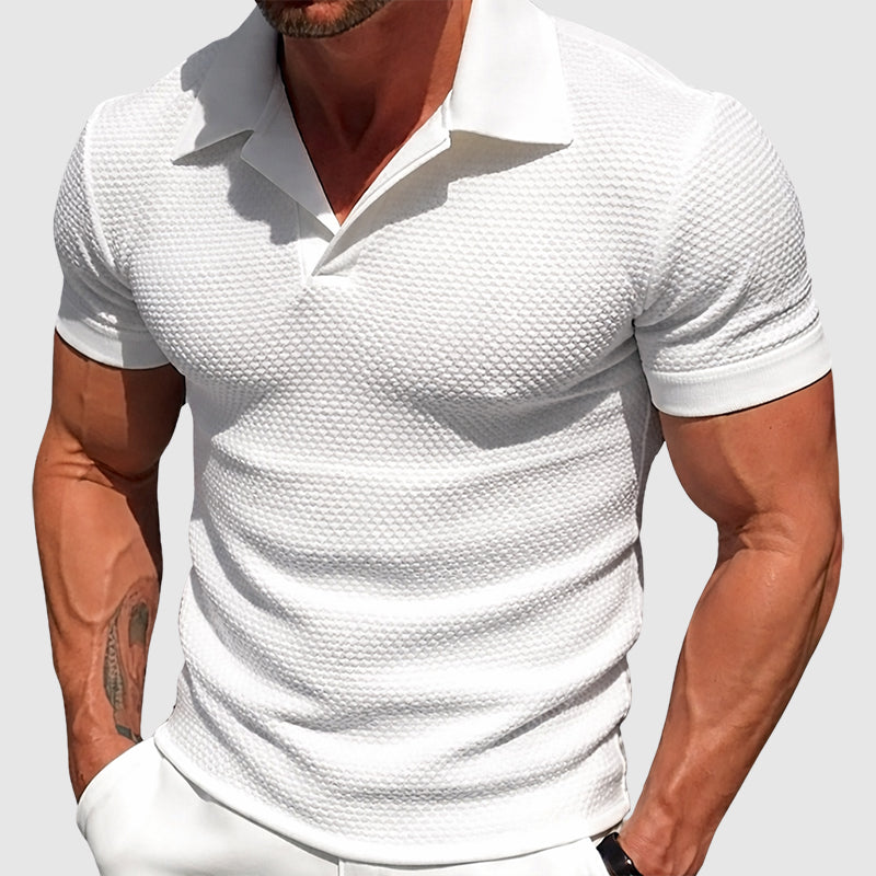 Edvaren | Men's Textured Slim Fit Short Sleeve Polo