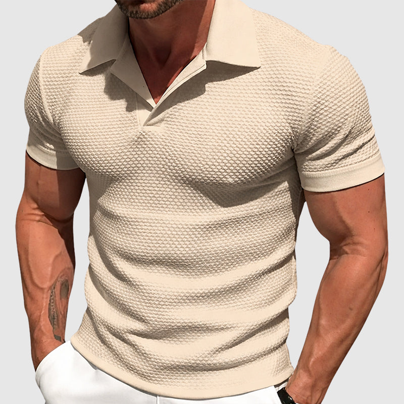 Edvaren | Men's Textured Slim Fit Short Sleeve Polo