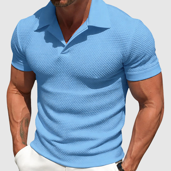 Edvaren | Men's Textured Slim Fit Short Sleeve Polo