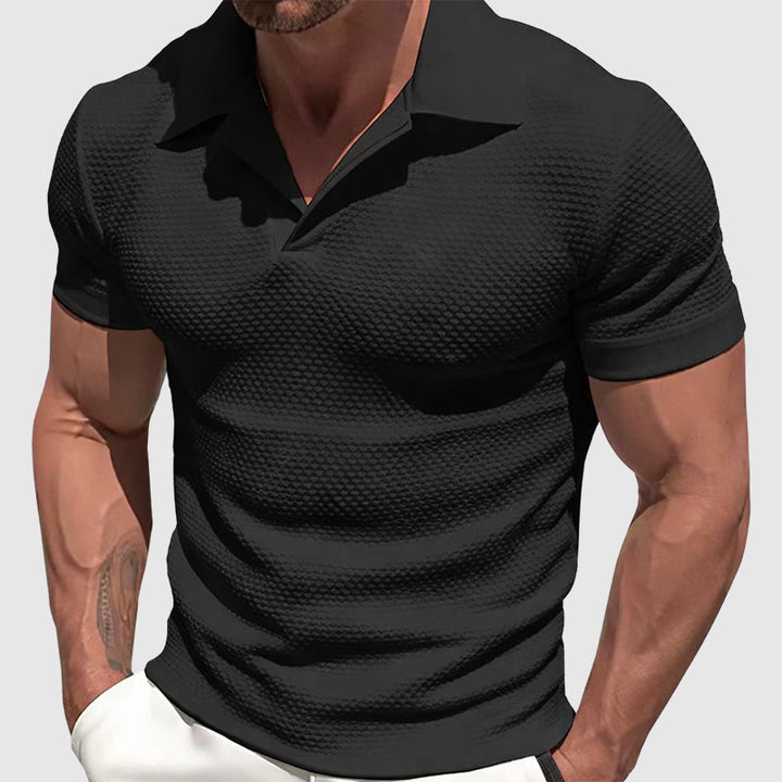Edvaren | Men's Textured Slim Fit Short Sleeve Polo
