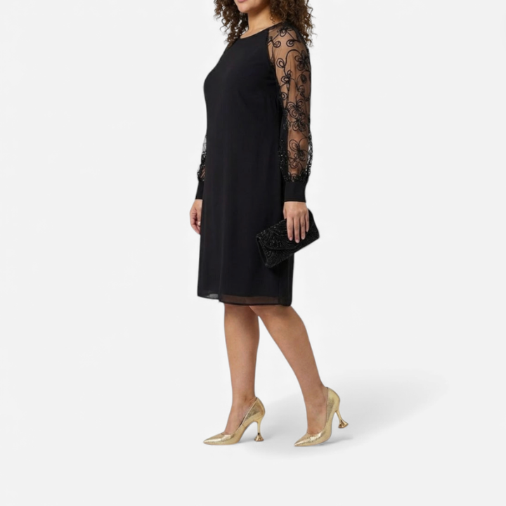 Women's Formal Dress With Lace Sleeves