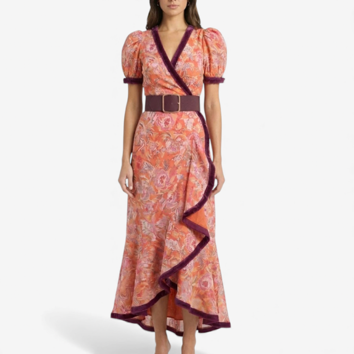 Women's Pink Maxi Dress With Belt