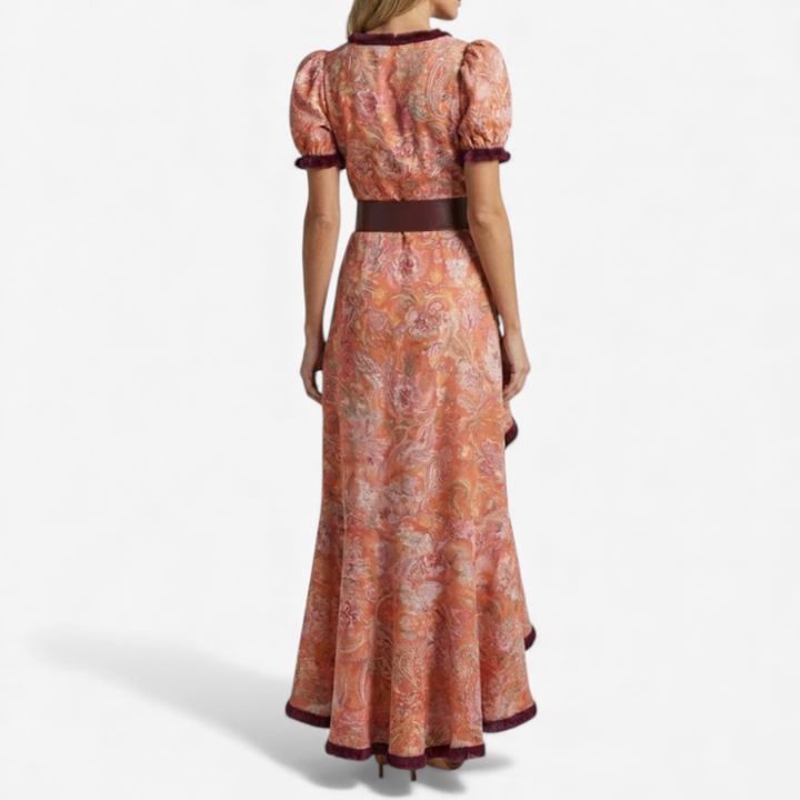Women's Pink Maxi Dress With Belt