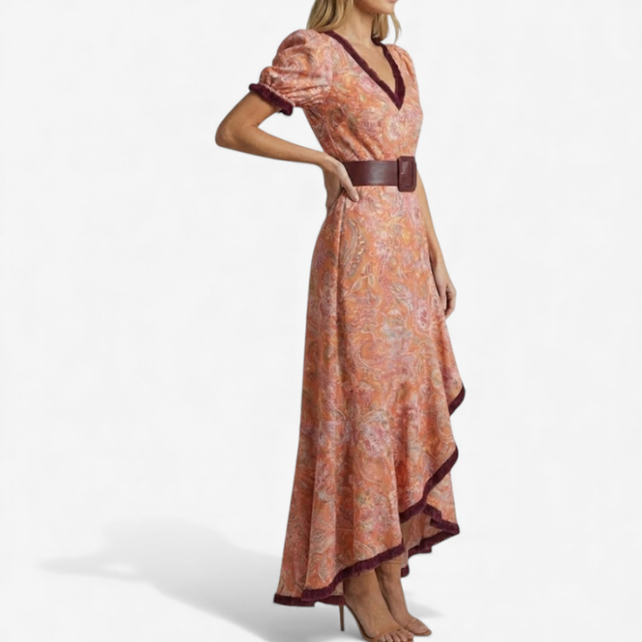 Women's Pink Maxi Dress With Belt