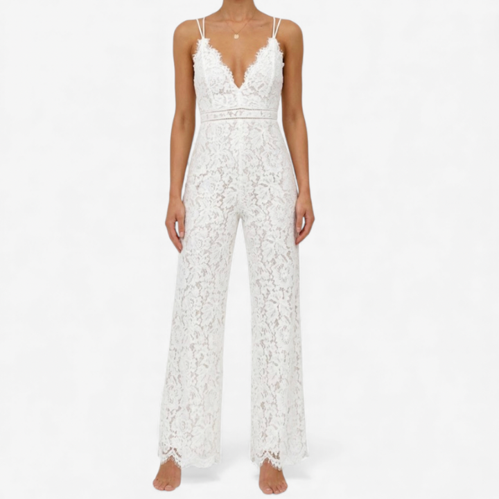 Women's Sleeveless White Jumpsuit
