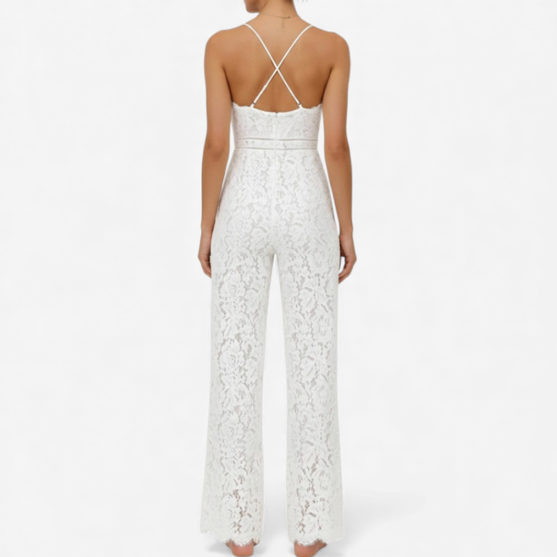 Women's Sleeveless White Jumpsuit