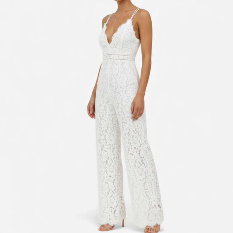 Women's Sleeveless White Jumpsuit