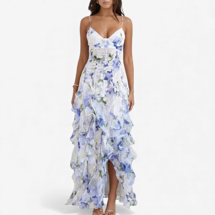 Women's Floral Ruffle Maxi Dress