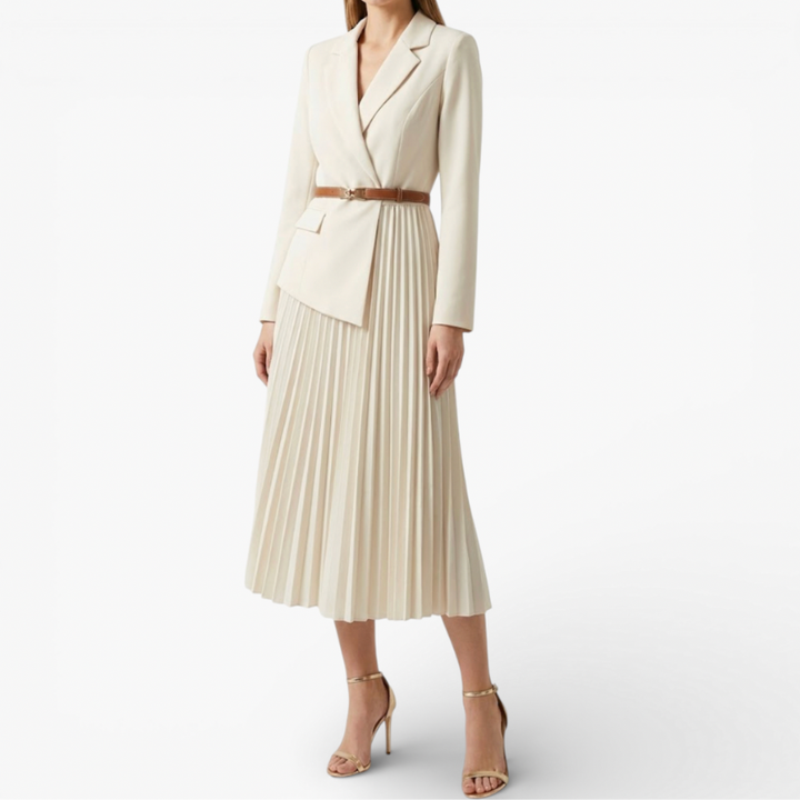 Women's Formal Midi Dress With Belt