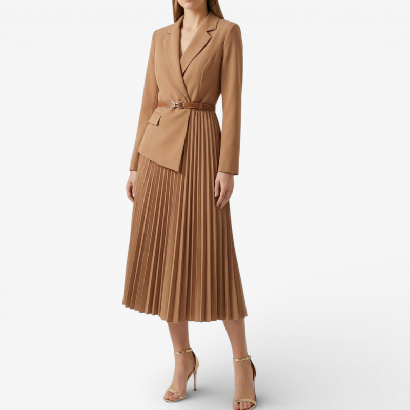 Women's Formal Midi Dress With Belt