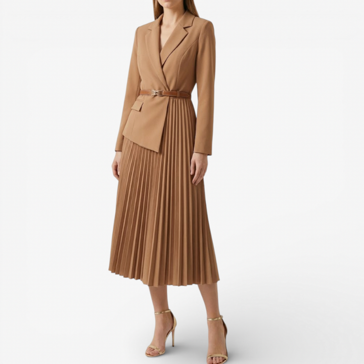 Women's Formal Midi Dress With Belt