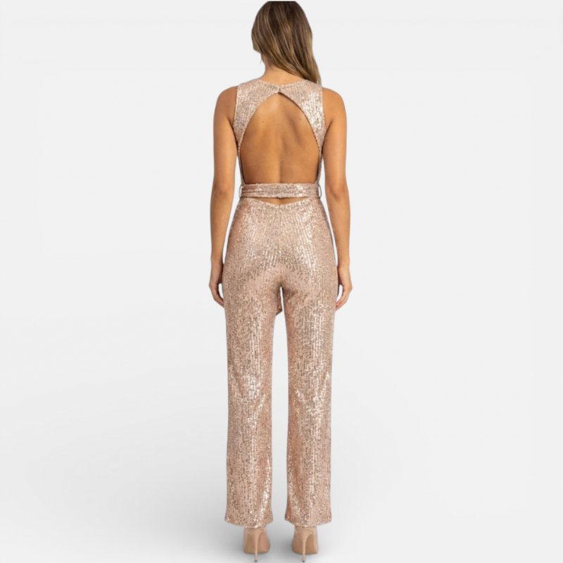 Women's Glitter Jumpsuit With Belt