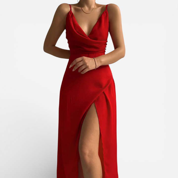 Women's Wedding Guest Dress With V Neck