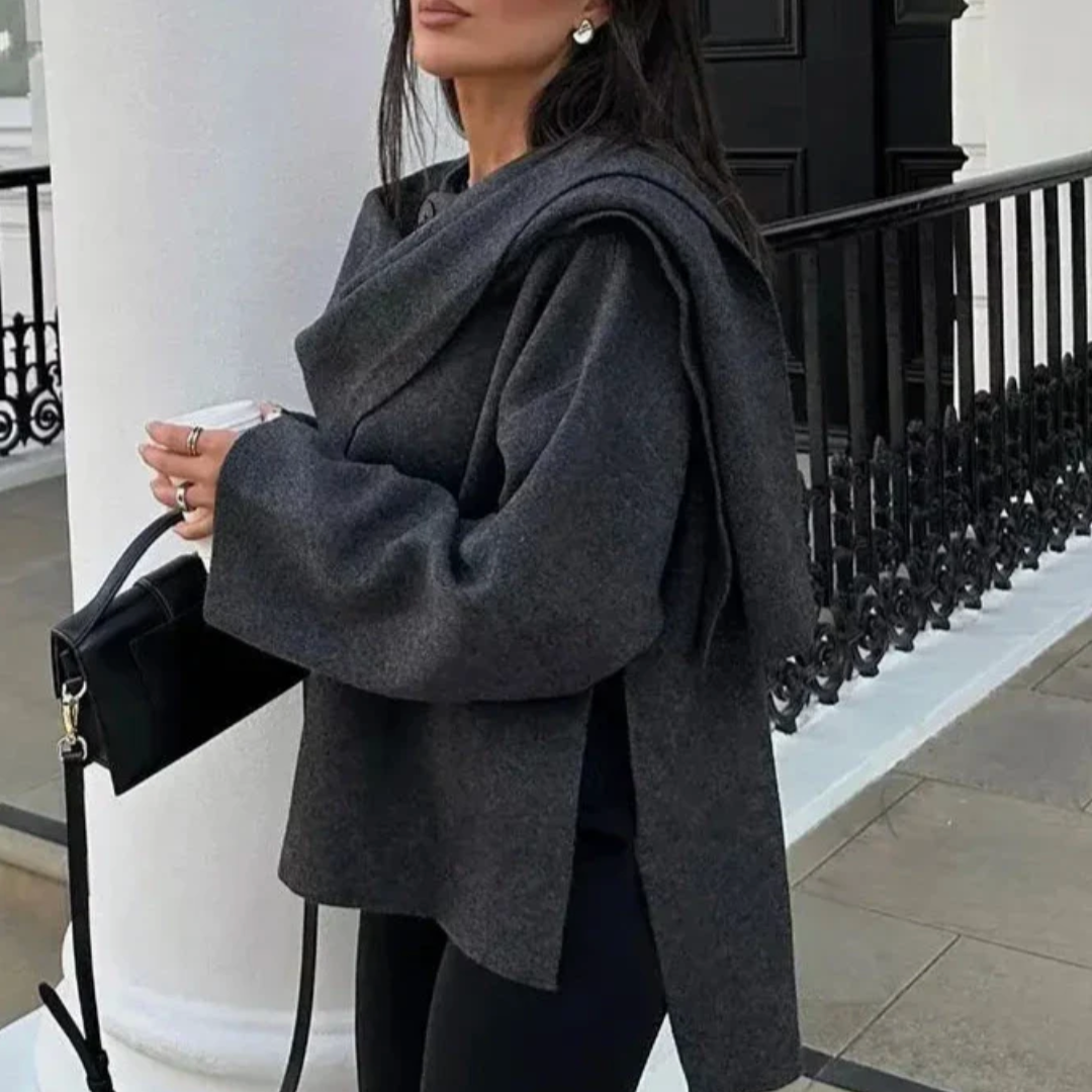 Women's Knitted Jacket With Scarf