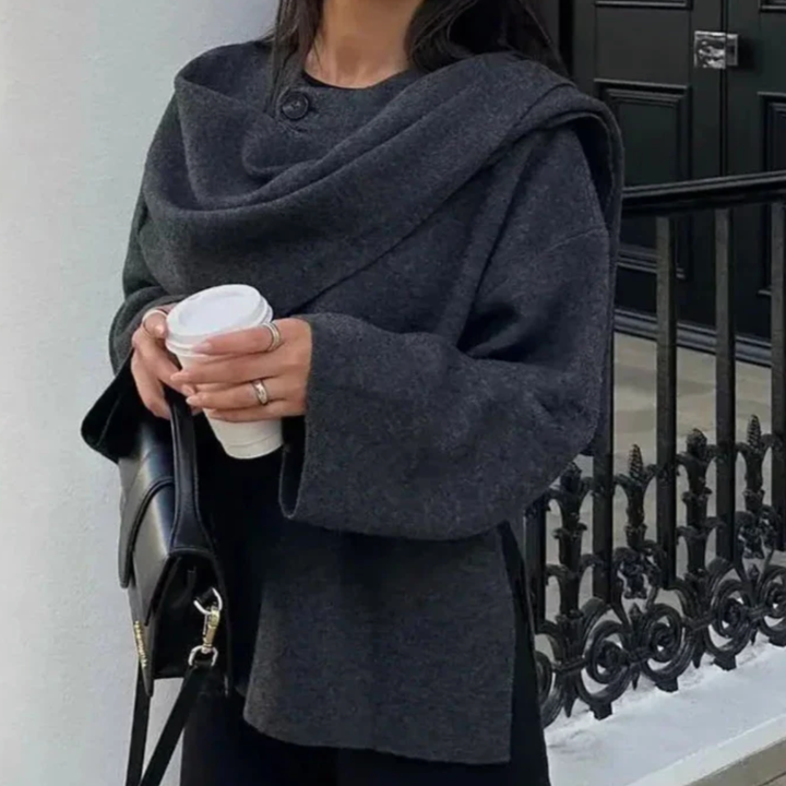 Women's Knitted Jacket With Scarf