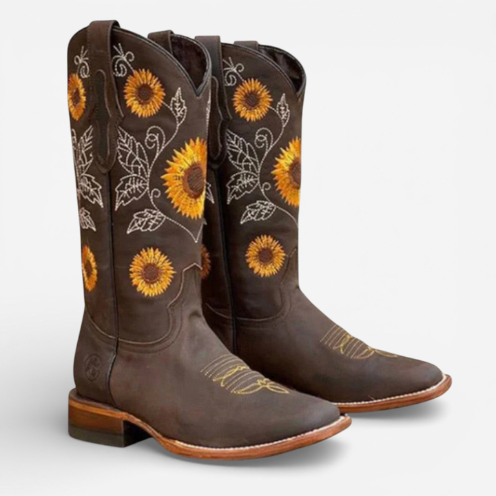 Women's Boots With Flower Print